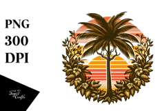 Vintage Tropical Tree Sunset PNG Product Image 1