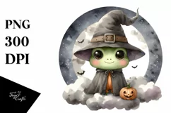 Cute Baby Frog Dressed for Halloween PNG Product Image 3