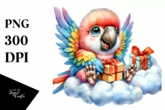 Retro Baby Macaw with Santa Hat PNG Product Image 3
