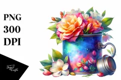 Vibrant Colorful Watercolor Can with Gardenia Product Image 1