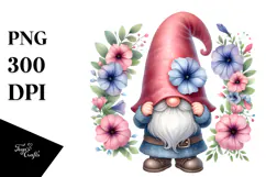 Gnome with Petunia Floral PNG Product Image 1