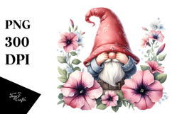 Gnome with Petunia Floral PNG Product Image 1