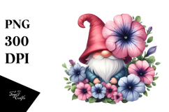 Gnome with Petunia Floral PNG Product Image 1