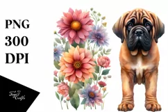 Mastiff Flowers Standing Up | Watercolor Clipart Product Image 3