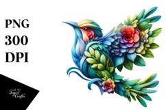 Vibrant Bird with Flowers, PNG Product Image 1