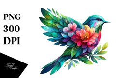 Vibrant Bird with Flowers, PNG Product Image 1