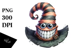 Funny Halloween Hat Smile | Watercolor Clipart Product Image 1