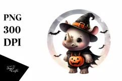 Cute Baby Rhino Dressed for Halloween PNG Product Image 1
