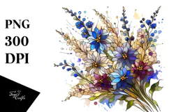 Stained Delphinium, Watercolor PNG Product Image 1
