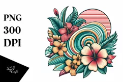 Retro Tropical Waves Clipart | Sublimation | Clipart Product Image 1