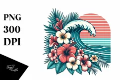 Retro Tropical Waves Clipart | Sublimation | Clipart Product Image 1