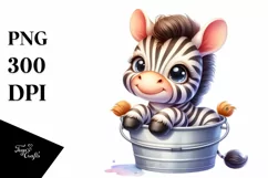 Colorful Baby Zebra in Bucket | Clipart Product Image 3