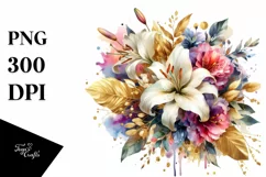 Vibrant Bouquet with Gold Foil PNG Product Image 3