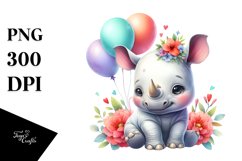 Small Smiling Rhino Balloons Clipart Product Image 3