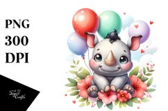 Small Smiling Rhino Balloons Clipart Product Image 1