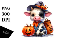 Cute Baby Halloween Cow PNG Product Image 1