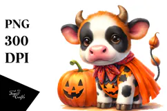 Cute Baby Halloween Cow PNG Product Image 1