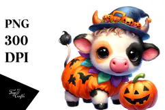 Cute Baby Halloween Cow PNG Product Image 1