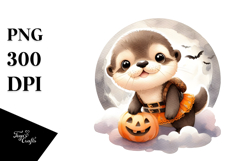 Cute Baby Otter Dressed for Halloween PNG Product Image 1