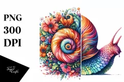 Retro Watercolor Snail Sticker | Sublimation | Clipart Product Image 1