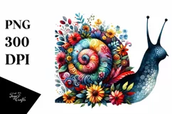 Retro Watercolor Snail Sticker | Sublimation | Clipart Product Image 1
