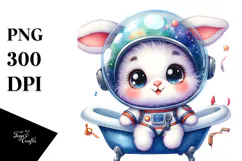 Smiling Cute Watercolor Baby Bunny PNG Product Image 1