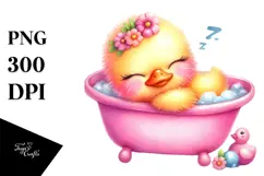cute Baby Duck with Bathtub PNG Product Image 1