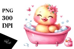cute Baby Duck with Bathtub PNG Product Image 1
