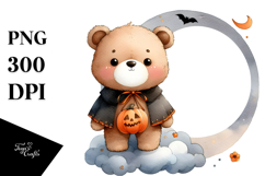 Cute Baby Bear Dressed for Halloween PNG Product Image 1