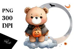 Cute Baby Bear Dressed for Halloween PNG Product Image 1