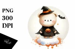 Cute Baby Bear Dressed for Halloween PNG Product Image 1