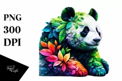 Vibrant Panda with Plant Leaves, PNG Product Image 1