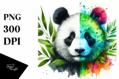 Vibrant Panda with Plant Leaves, PNG Product Image 1