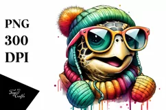 Quirky Turtle Portrait, Transparent PNG Product Image 1