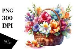 Colorful Freesia Basket Clipart Product Image 3