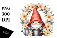 Gnome with Freesia Floral PNG Product Image 1