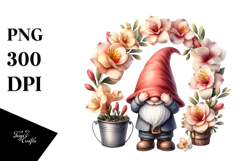 Gnome with Freesia Floral PNG Product Image 1