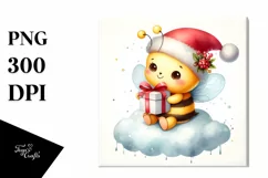 Simple Baby Bee with Santa Hat PNG Product Image 3