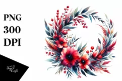 Vibrant Abstract Wreath with Red Flowers | Sublimation Product Image 3