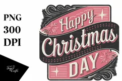 Retro Happy Christmas Day Christmas Png Product Image 5