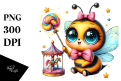 Colorful Crazy Cute Baby Bee PNG Product Image 1