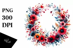 Vibrant Red Flowers Wreath | Summer Clipart Product Image 3