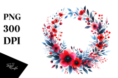 Vibrant Red Flowers Wreath | Summer Clipart Product Image 1