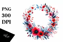 Vibrant Red Flowers Wreath | Summer Clipart Product Image 1