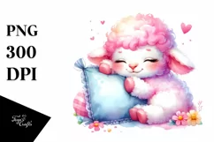 Cuddling Pillow, Cute Baby Lamb | Sublimation | Clipart Product Image 3