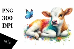 Colorful Baby Cow PNG Product Image 1