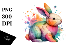 Colorful Wooden Bunny, PNG Product Image 1