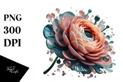 Glossy Ranunculus Watercolor Splash | Sublimation Clipart Product Image 1