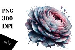 Glossy Ranunculus Watercolor Splash | Sublimation Clipart Product Image 1