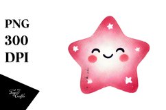 Colorful Smiling Star Watercolor PNG Product Image 1